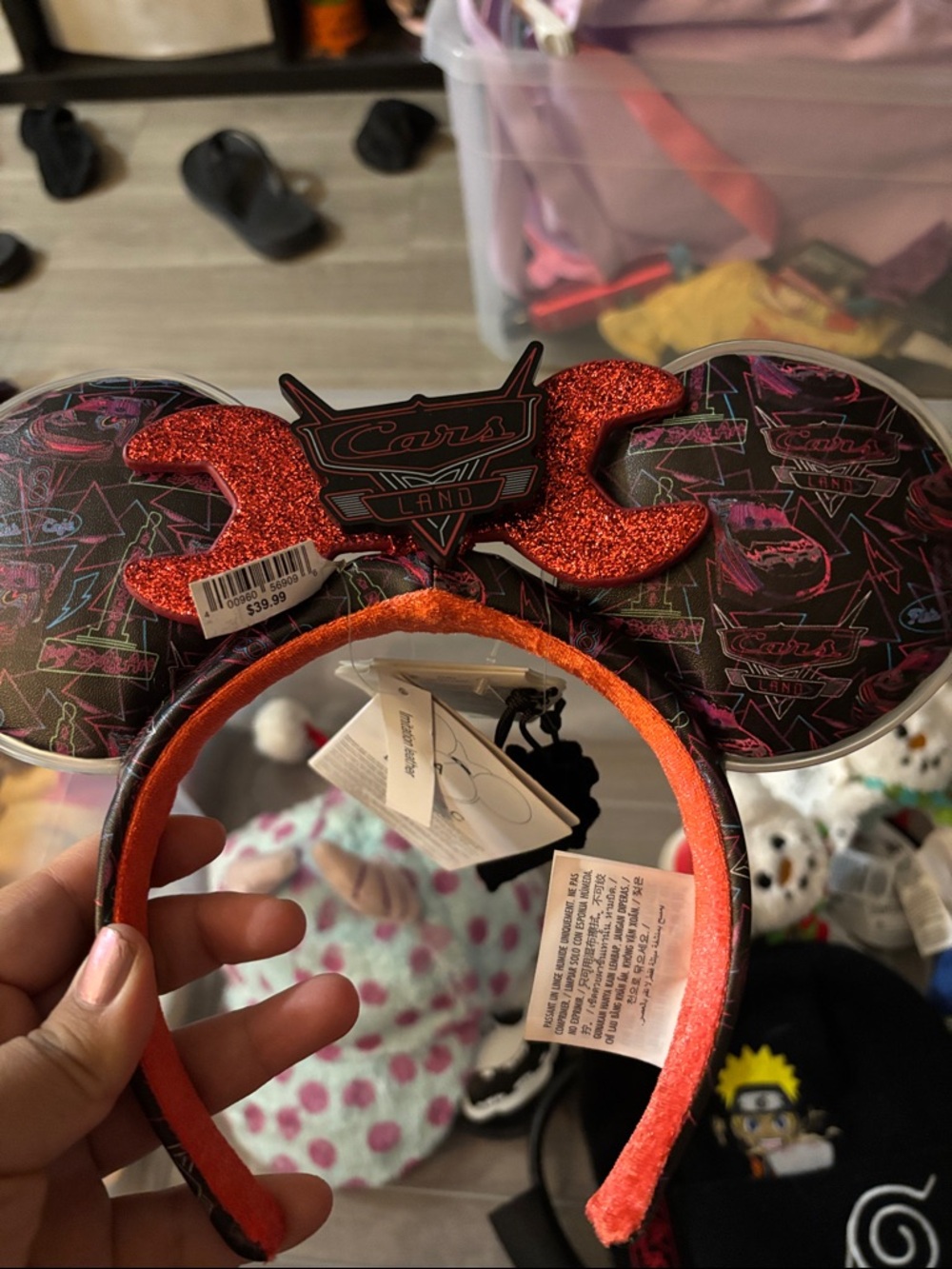 Disney Cars Land Black and Red Glitter Wrench Ear Headband